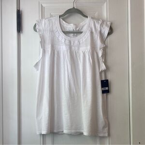 Lucky Brand cute white tank top shirt L NWT